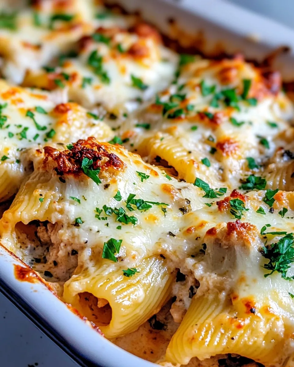 Delicious Chicken Alfredo Stuffed Shells plate image