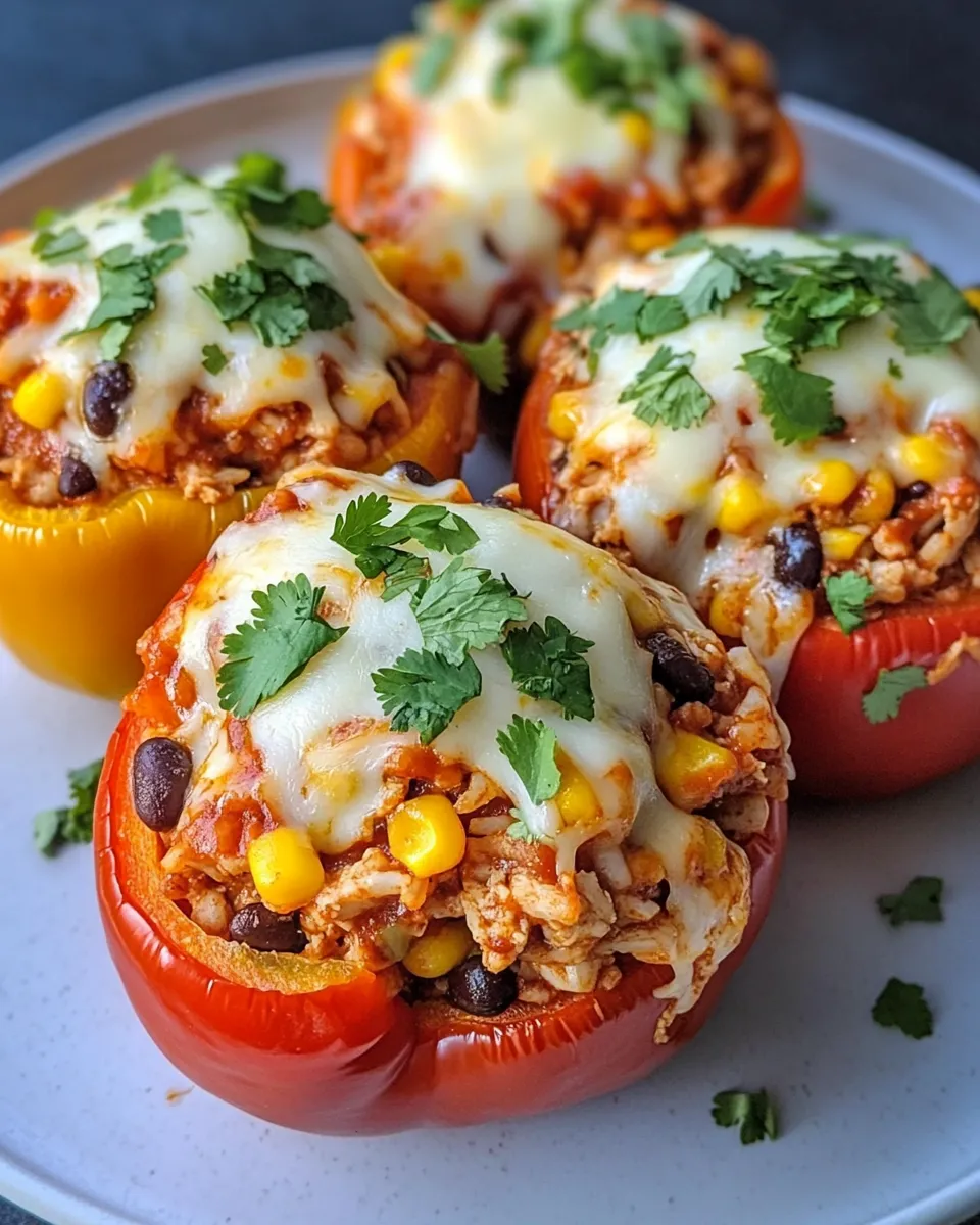 Easy Chicken Enchilada Stuffed Peppers food shot