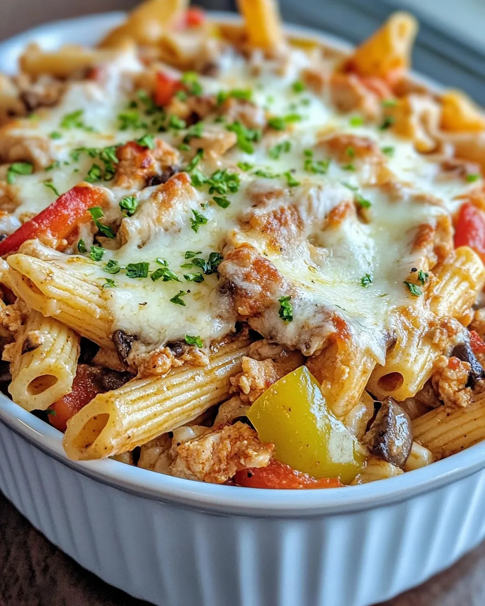 Delicious Healthy Philly Cheesesteak Pasta Bake dish photo