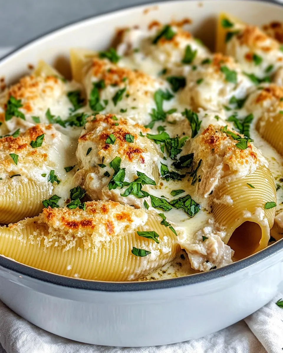 Easy Homemade Chicken Alfredo Stuffed Shells plate image