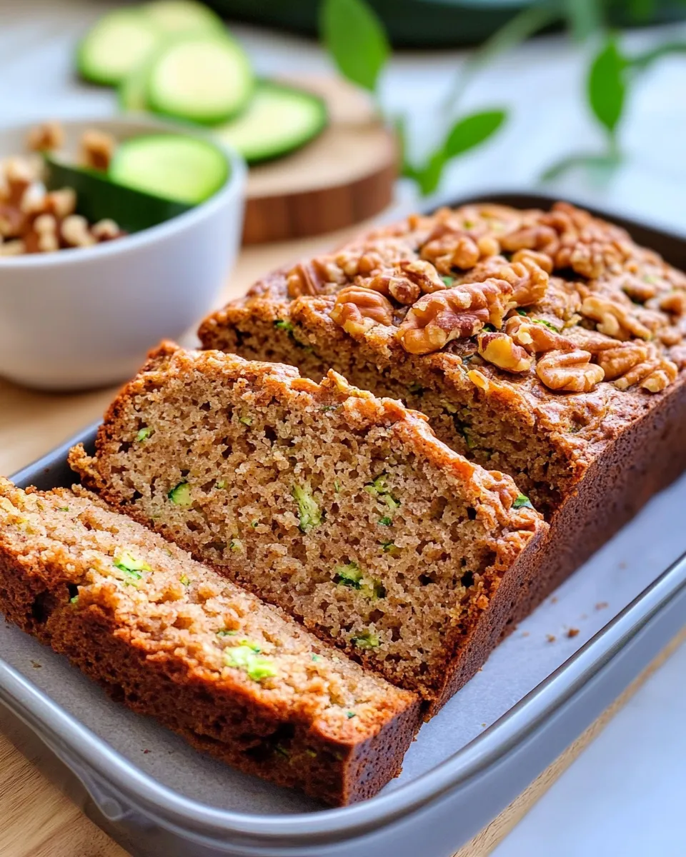 Delicious Homemade Zucchini Bread with Walnuts food shot