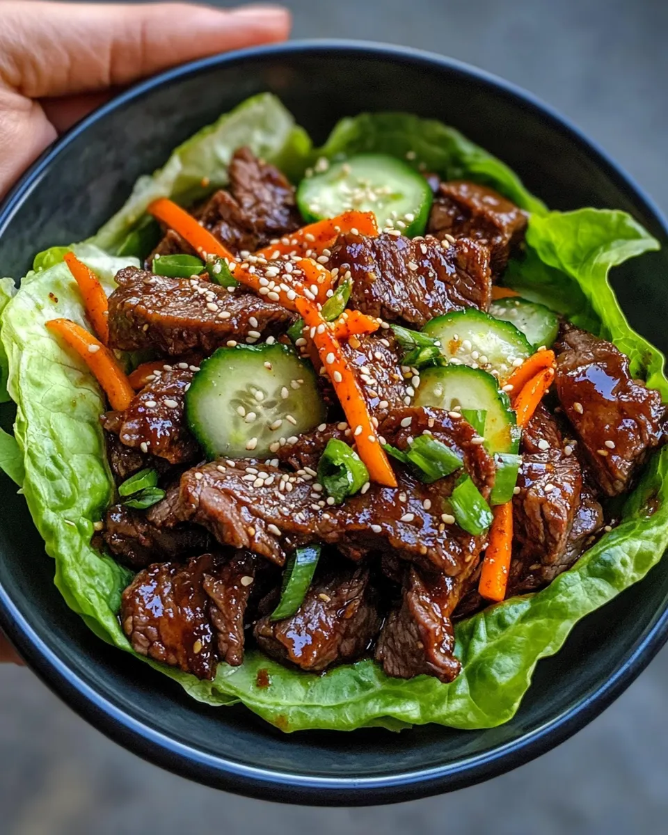 Easy Korean BBQ Beef Lettuce Wraps food shot