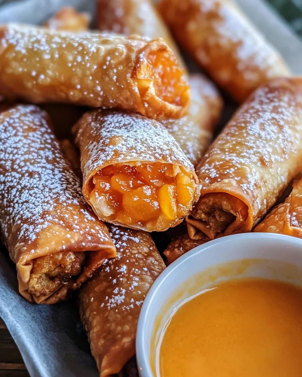 Homemade Peach Cobbler Egg Rolls recipe photo
