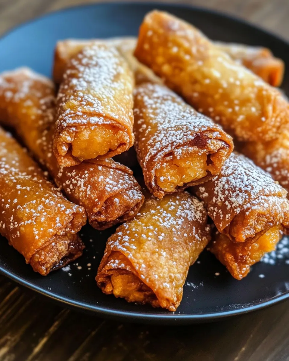 Easy Peach Cobbler Egg Rolls food shot