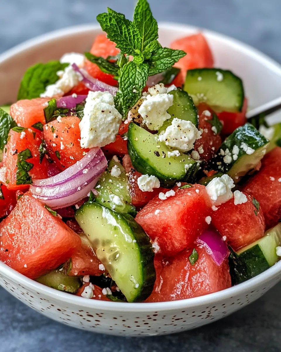 Classic Quick Watermelon Cucumber Feta Salad dish photo