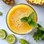 Homemade Refreshing Pineapple Ginger Detox Juice photo