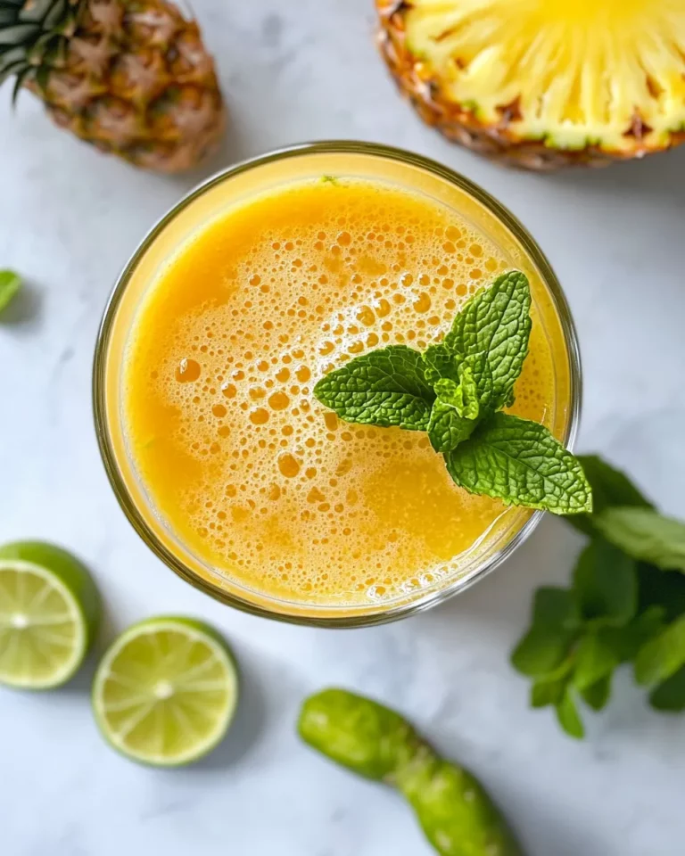 Homemade Refreshing Pineapple Ginger Detox Juice photo