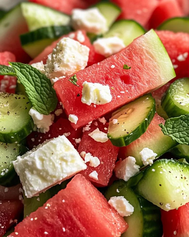Homemade Refreshing Watermelon Cucumber Feta Salad photo