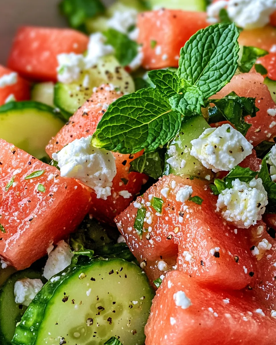 Classic Refreshing Watermelon Cucumber Feta Salad image
