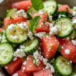 Homemade Watermelon Cucumber Feta Salad photo