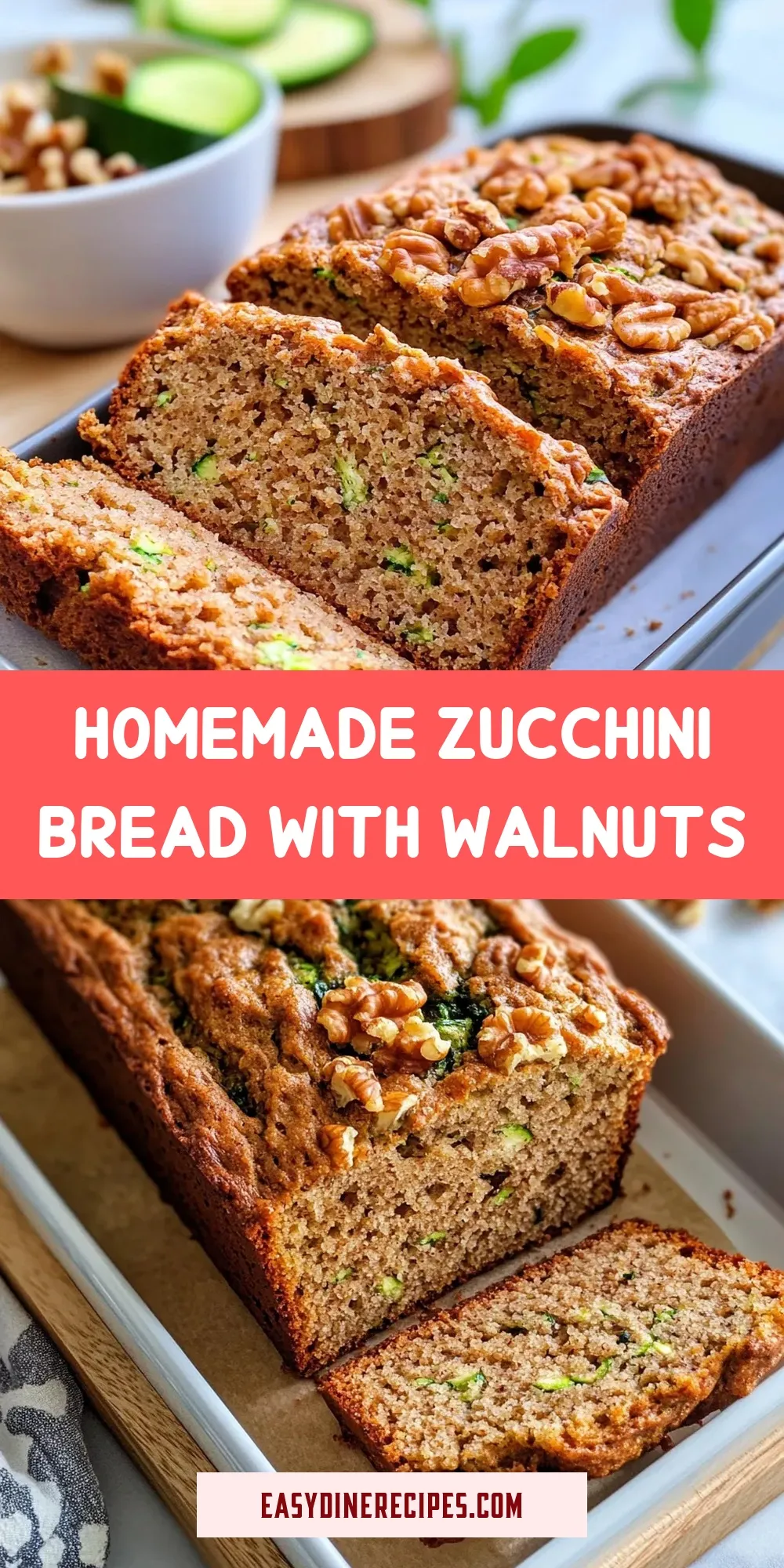 Easy Homemade Zucchini Bread With Walnuts Recipe