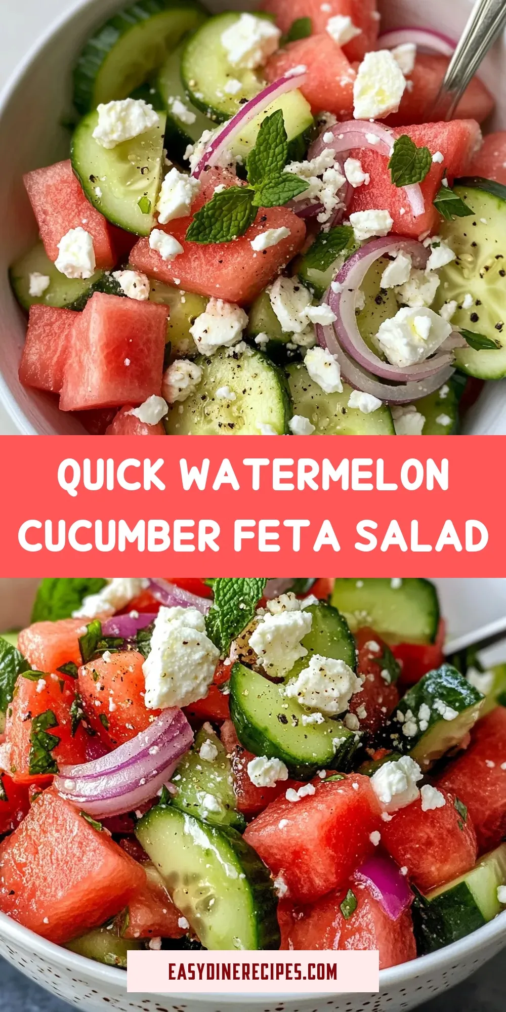Quick Watermelon Cucumber Feta Salad Recipe