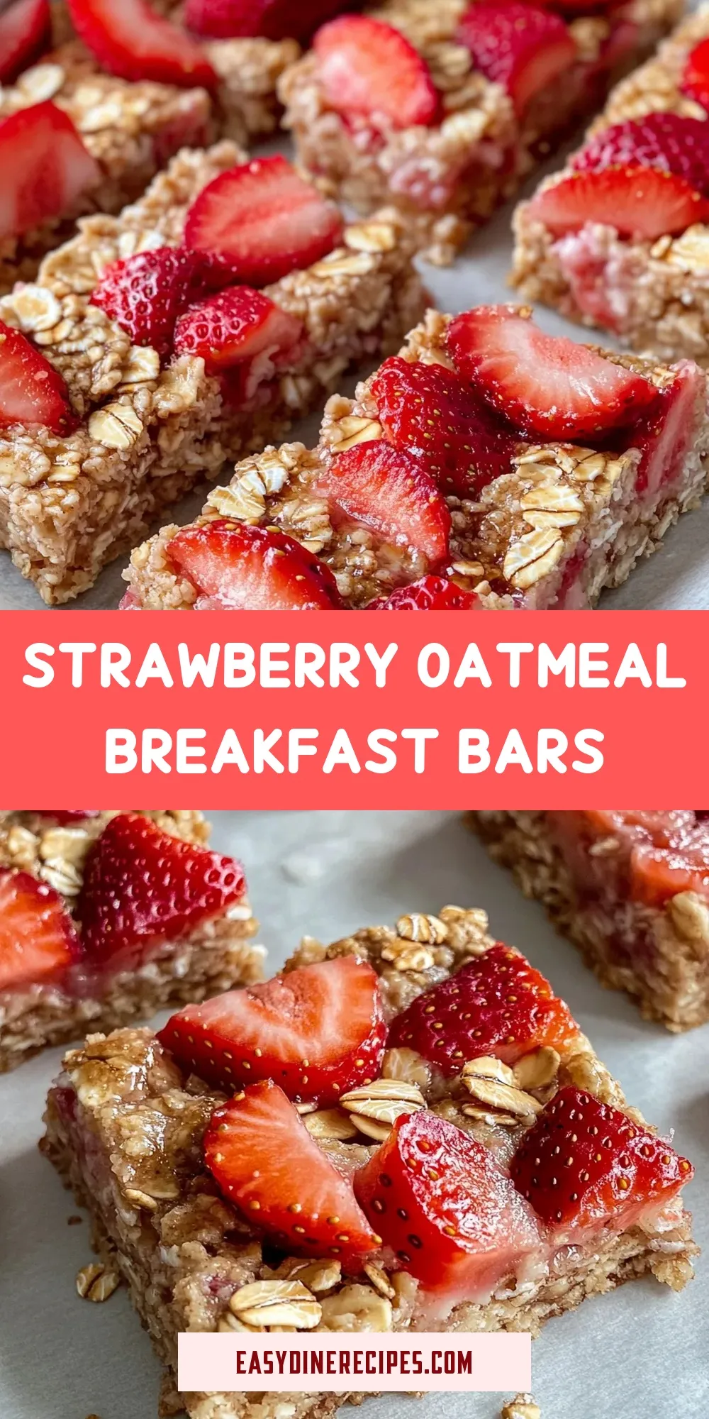 Creamy Strawberry Oatmeal Breakfast Bars