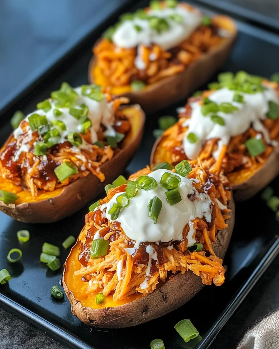 Simple Bbq Chicken Stuffed Sweet Potatoes food shot