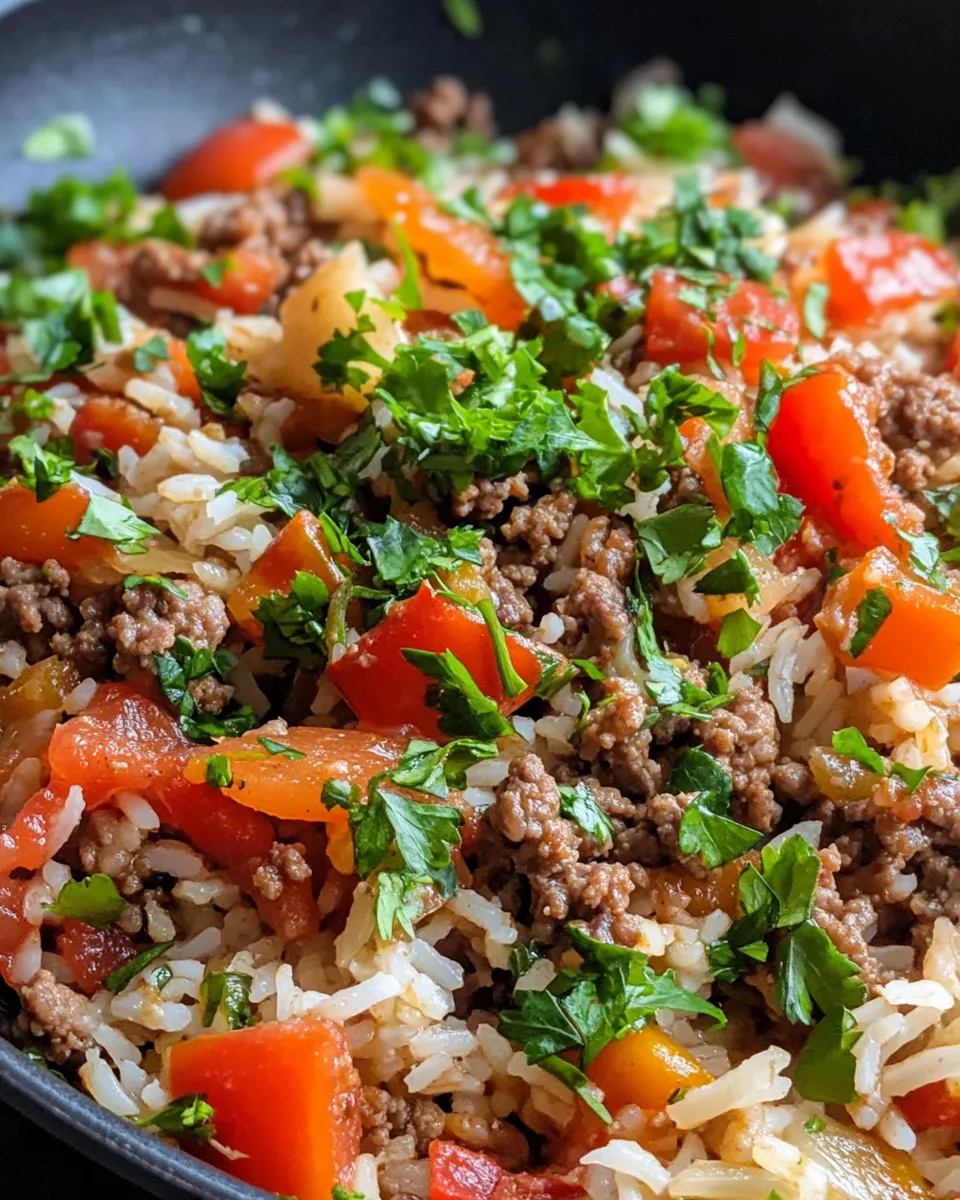 Simple Beef And Rice Skillet shot