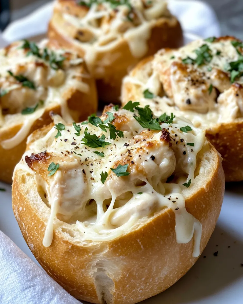 Delicious Chicken Alfredo Bread Bowl dish photo