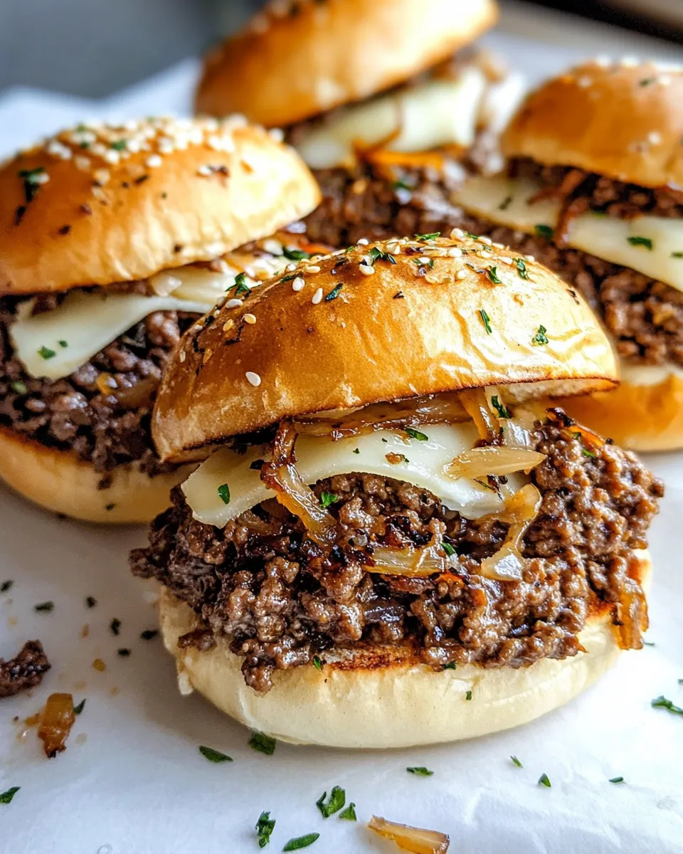Easy French Onion Sloppy Joes food shot