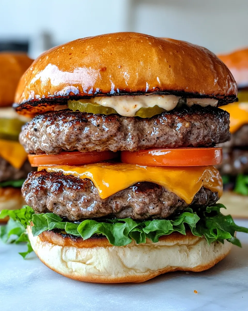 Delicious Garlic Double Steakburger plate image