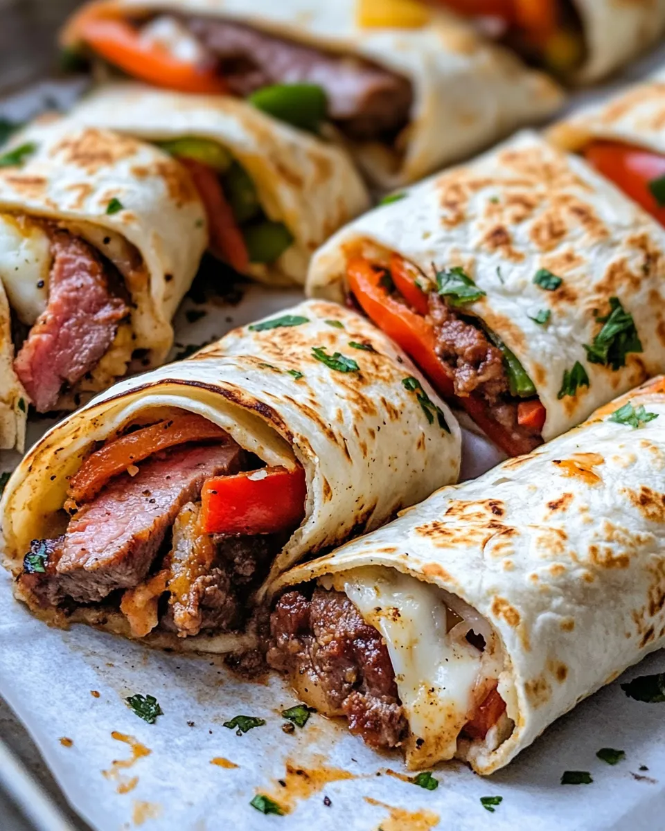 Homemade Philly Cheesesteak Roll Ups food shot