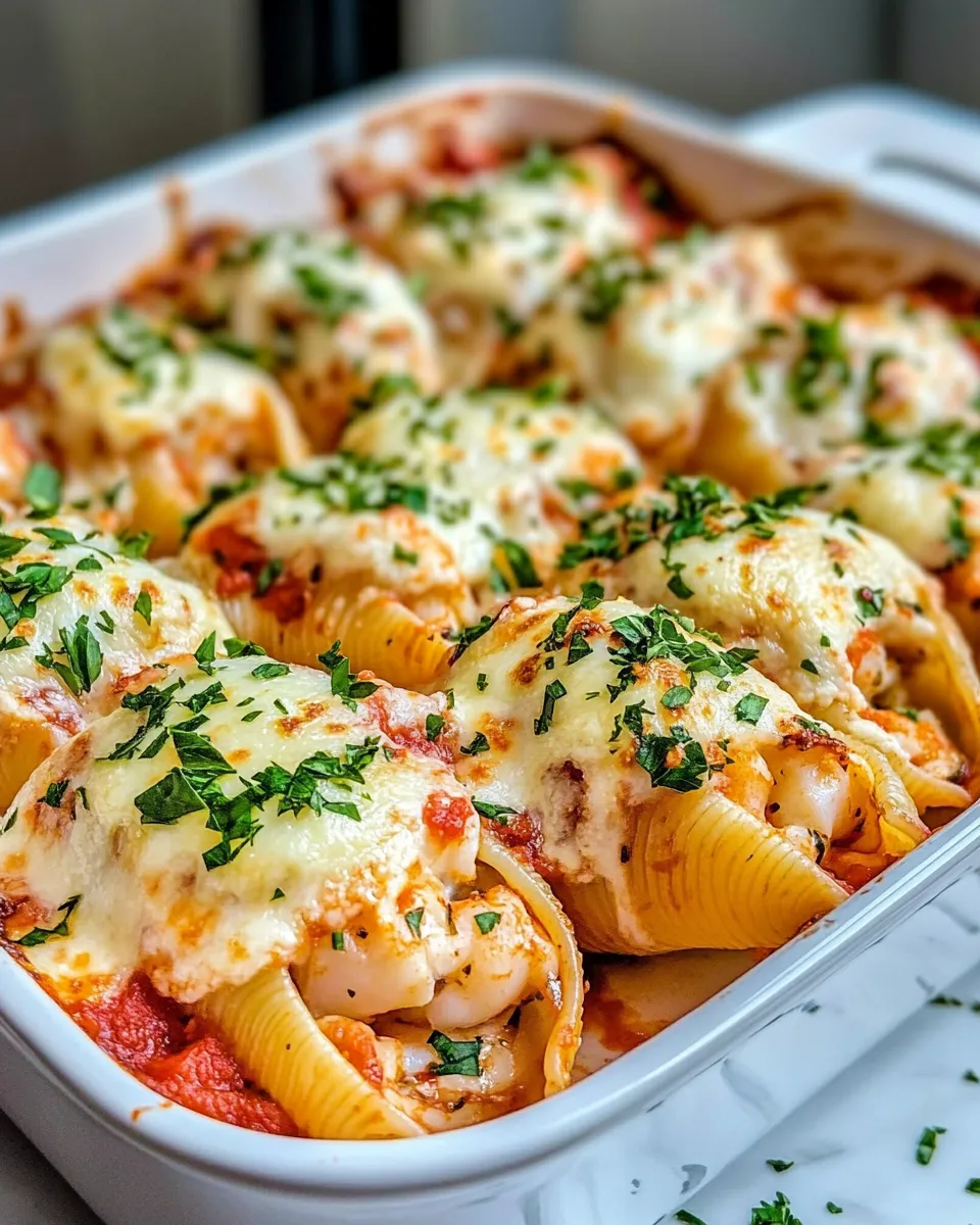 Easy Seafood Stuffed Shells food shot