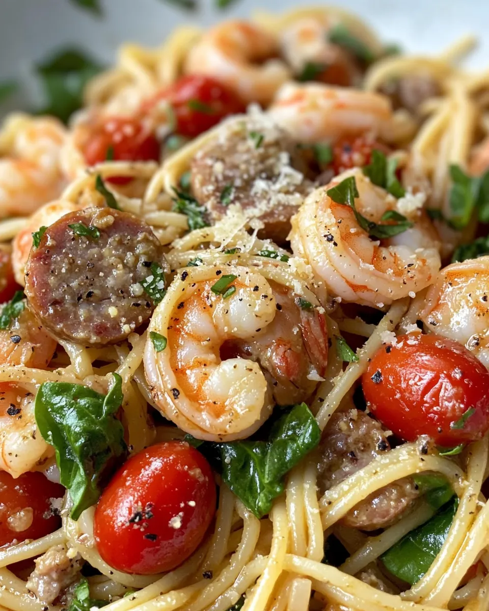 Delicious Shrimp And Sausage Pasta dish photo