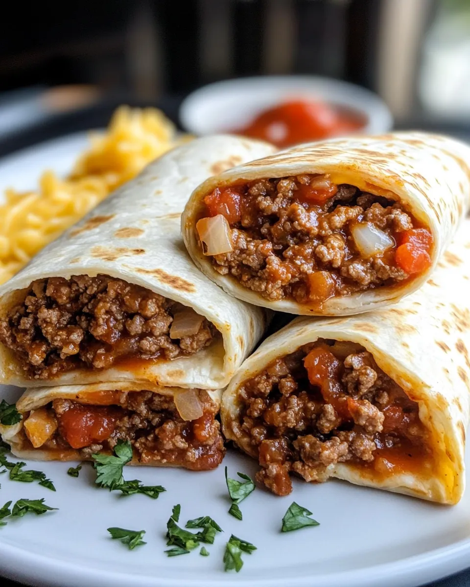 Fresh Sloppy Joe Grilled Burritos food shot