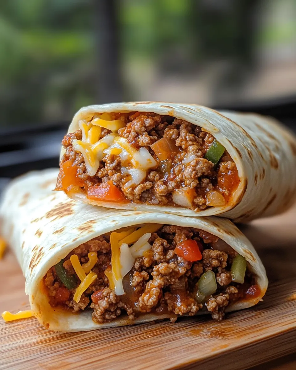 Perfect Sloppy Joe Grilled Burritos food shot
