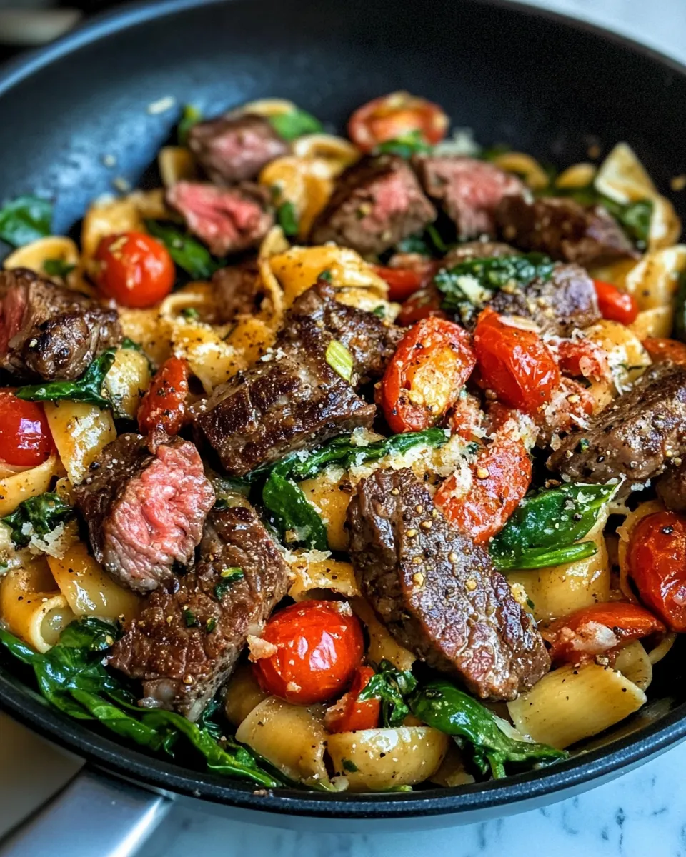 Simple Steak Bites And Pasta shot