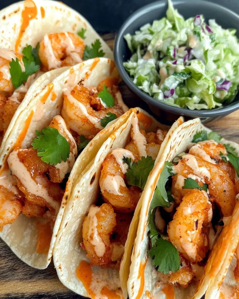 Delicious Bang Bang Shrimp Tacos with Lime Slaw recipe photo