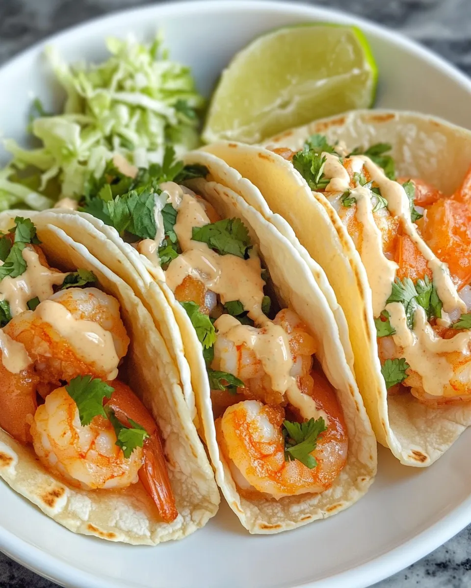 Easy Bang Bang Shrimp Tacos with Lime Slaw dish photo