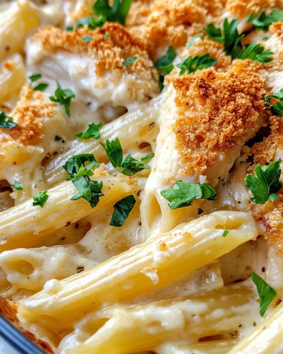 Classic Baked Chicken Alfredo Penne Casserole image