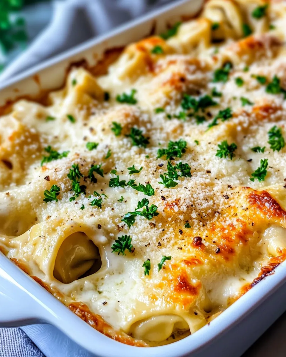 Classic Baked Chicken Alfredo Tortellini dish photo
