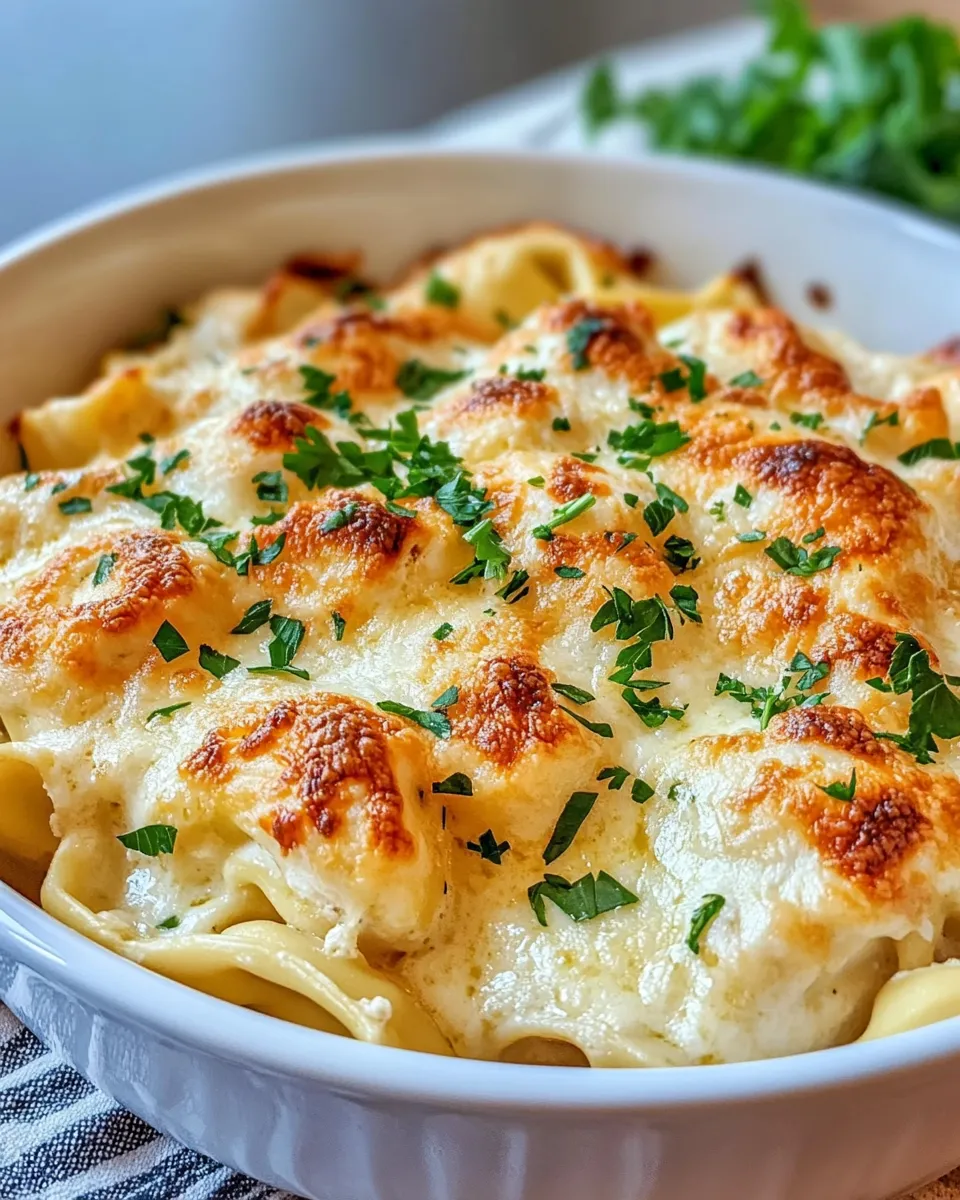 Delicious Baked Chicken Alfredo Tortellini plate image