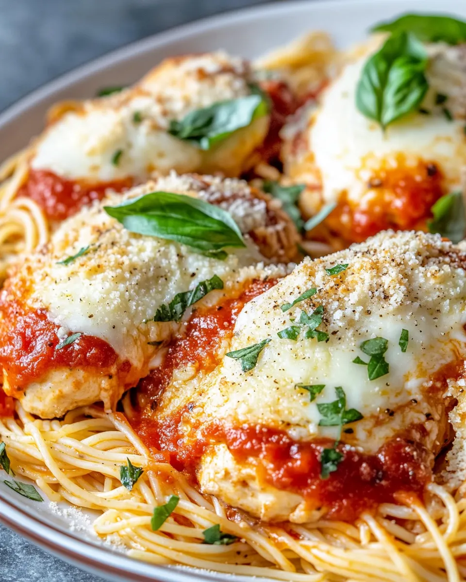 Easy Baked Chicken Parmesan Spaghetti recipe image