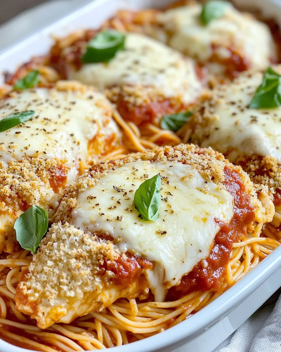 Delicious Baked Chicken Parmesan Spaghetti dish photo