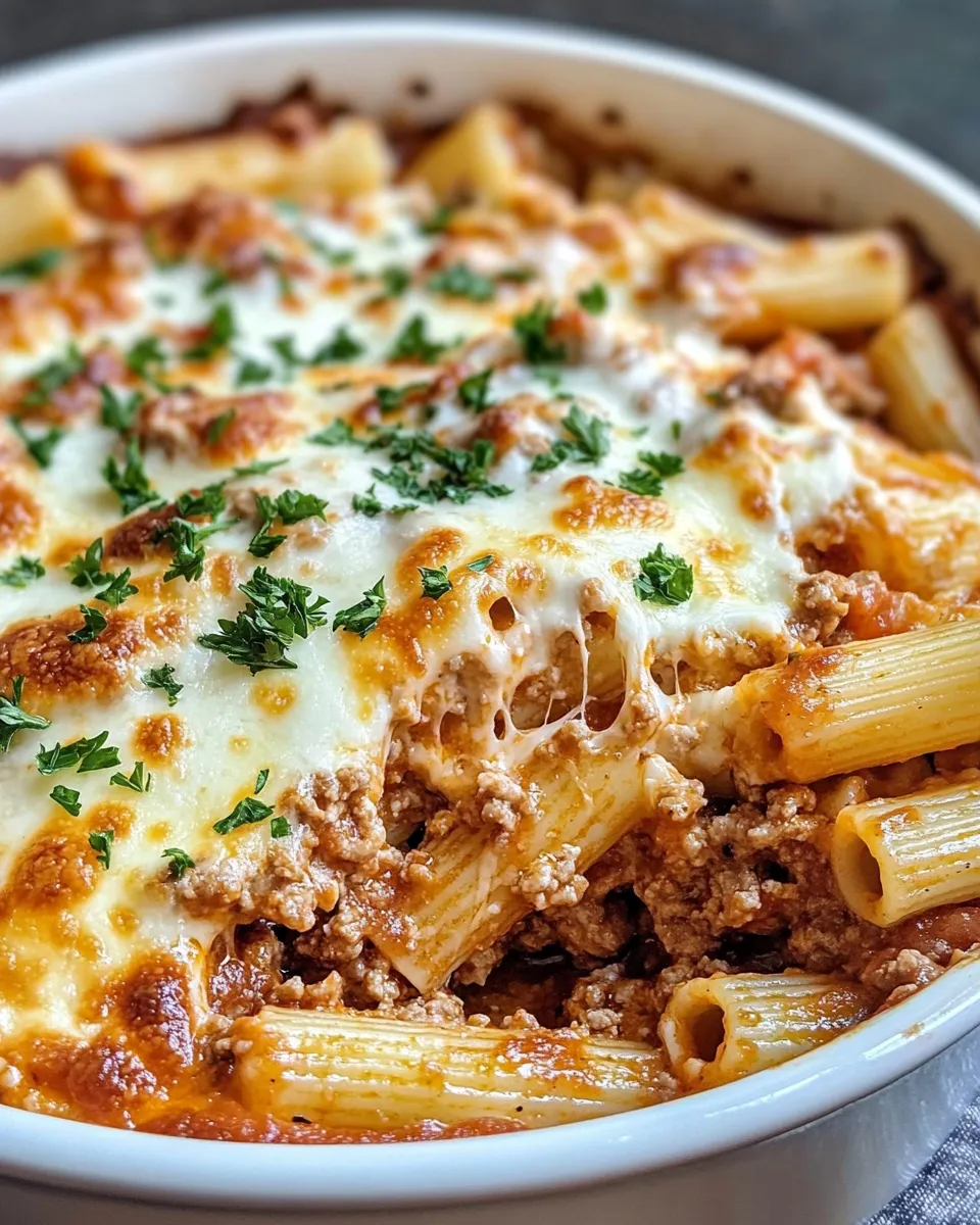 Easy Baked Three-Cheese Ziti Supreme food shot