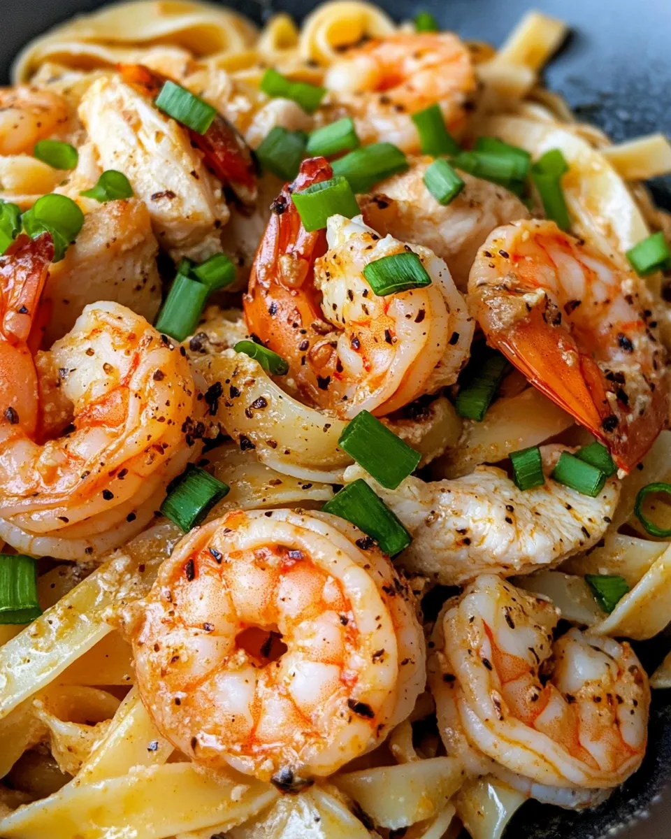 Classic Cajun Chicken and Shrimp Fettuccine image