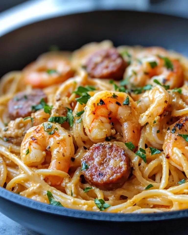 Homemade Cheesy Cajun Shrimp and Sausage Pasta recipe photo