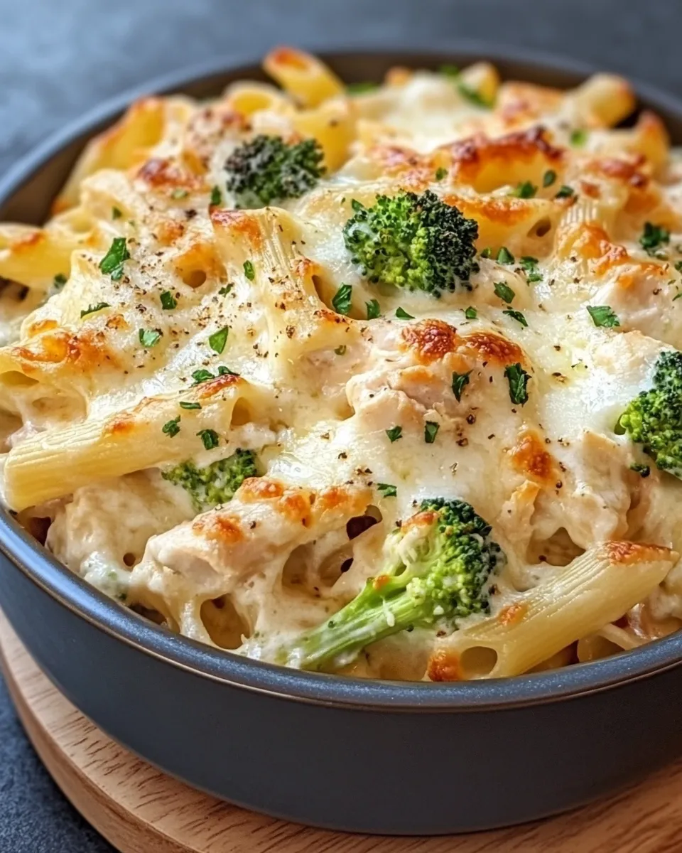 Delicious Cheesy Chicken Alfredo Casserole plate image