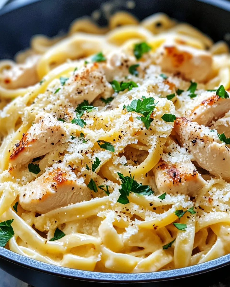 Classic Cheesy Chicken Alfredo Pasta Skillet image