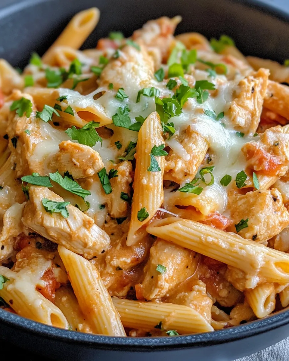Easy Cheesy Chicken Taco Pasta food shot