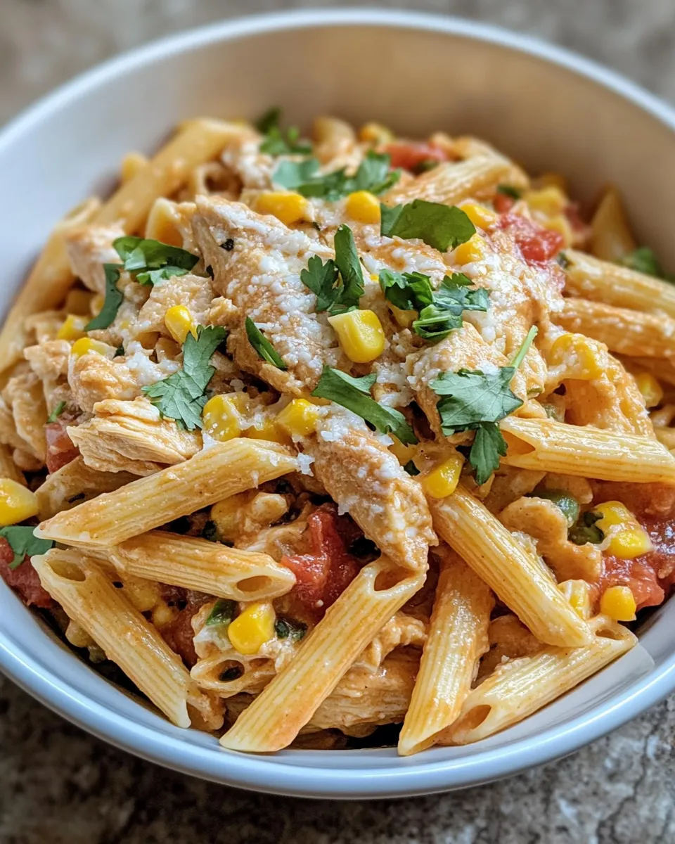 Delicious Cheesy Chicken Taco Pasta plate image