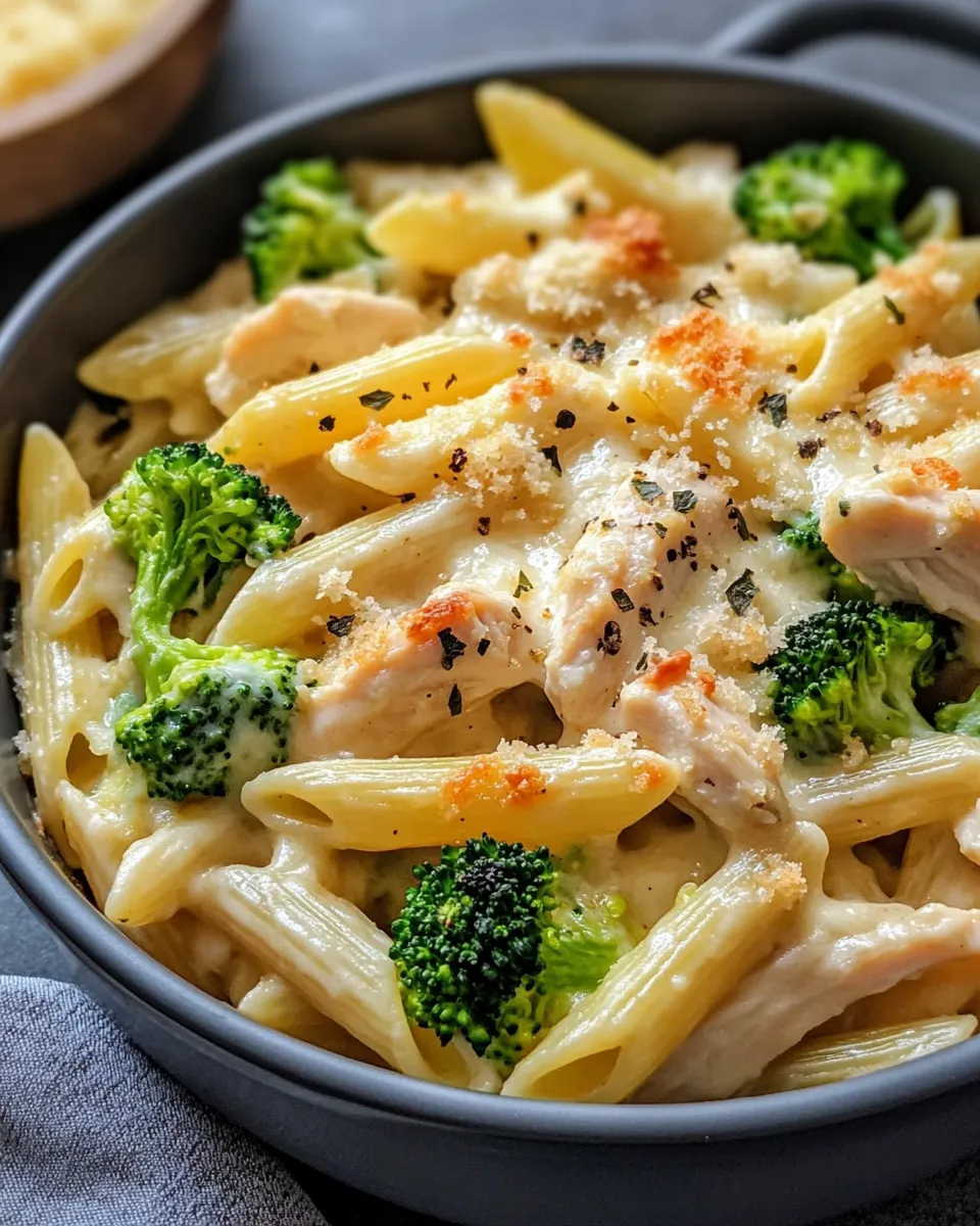 Classic Cheesy Chicken and Broccoli Penne Bake dish photo
