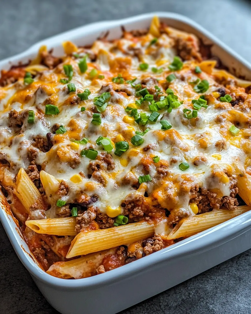 Homemade Cheesy Taco Beef Pasta Bake photo