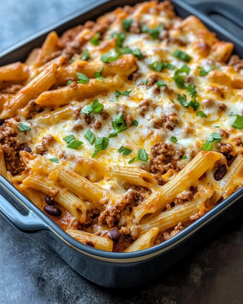 Easy Cheesy Taco Beef Pasta Bake recipe image