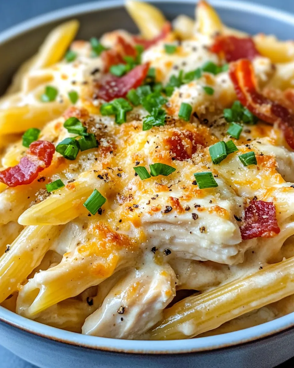 Easy Chicken Bacon Ranch Penne Bake food shot
