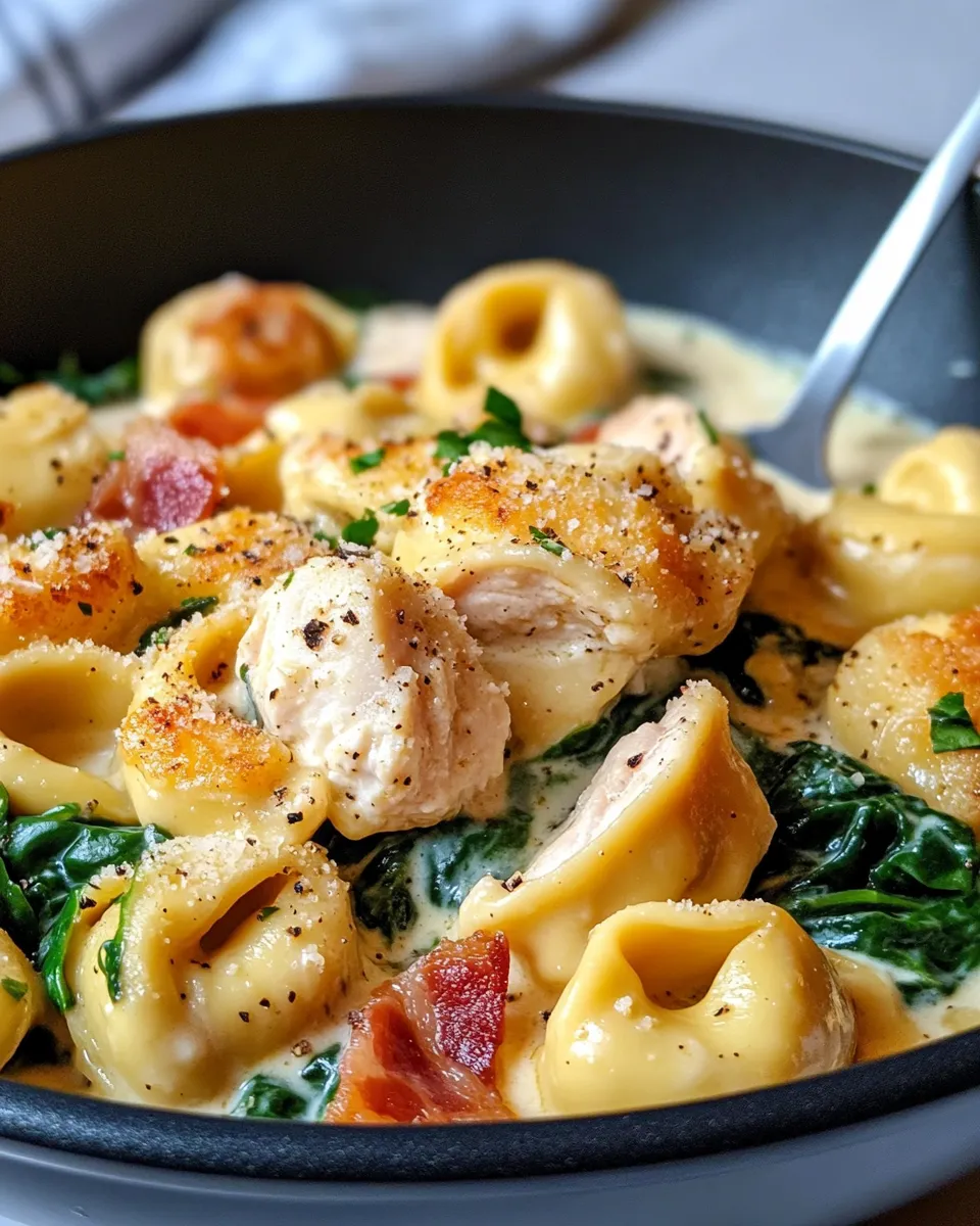 Easy Chicken Bacon Spinach Tortellini recipe photo