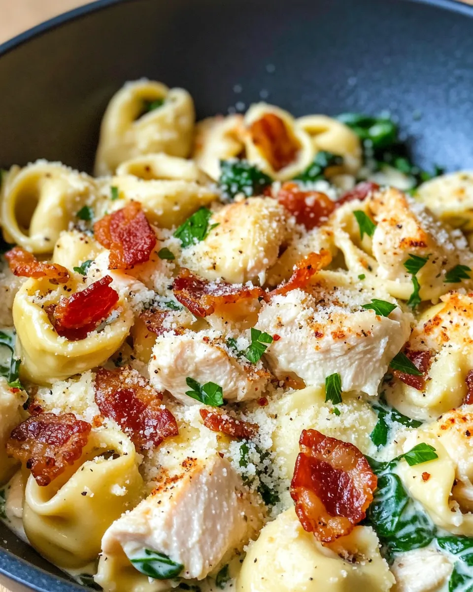 Delicious Chicken Bacon Spinach Tortellini dish photo