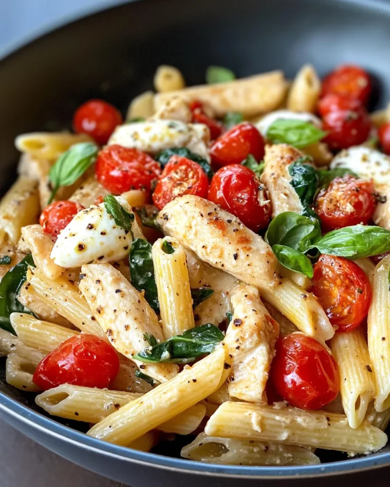 Homemade Chicken Mozzarella Penne Skillet dish photo