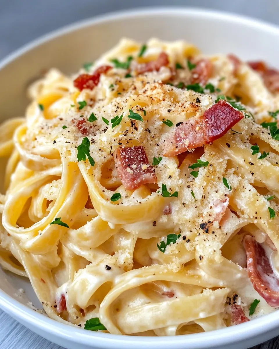 Classic Creamy Bacon Alfredo Pasta Bake image